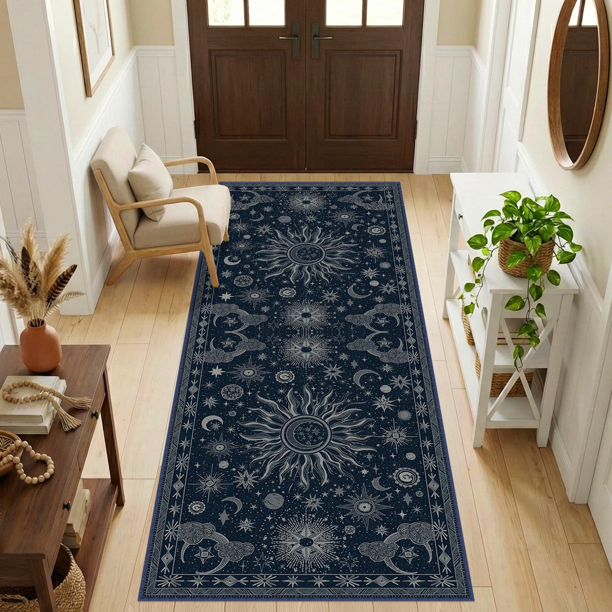 Vacuum-Friendly, 8x10 Washable Area Rug, Black Gold Beige Red