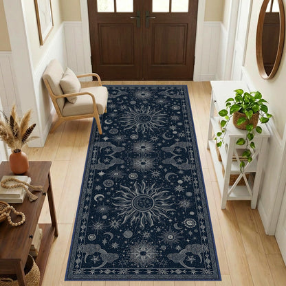 Vacuum-Friendly, 8x10 Washable Area Rug, Black Gold Beige Red