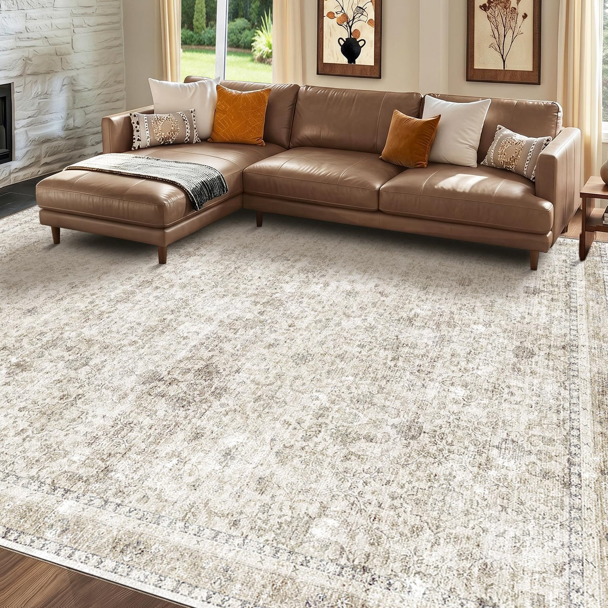 Sasttie 8x10 Area Rugs, Ultra-Soft Washable Rug for Living Room, Beige