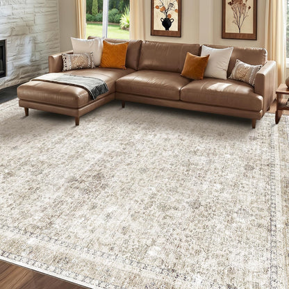 Sasttie 8x10 Area Rugs, Ultra-Soft Washable Rug for Living Room, Beige