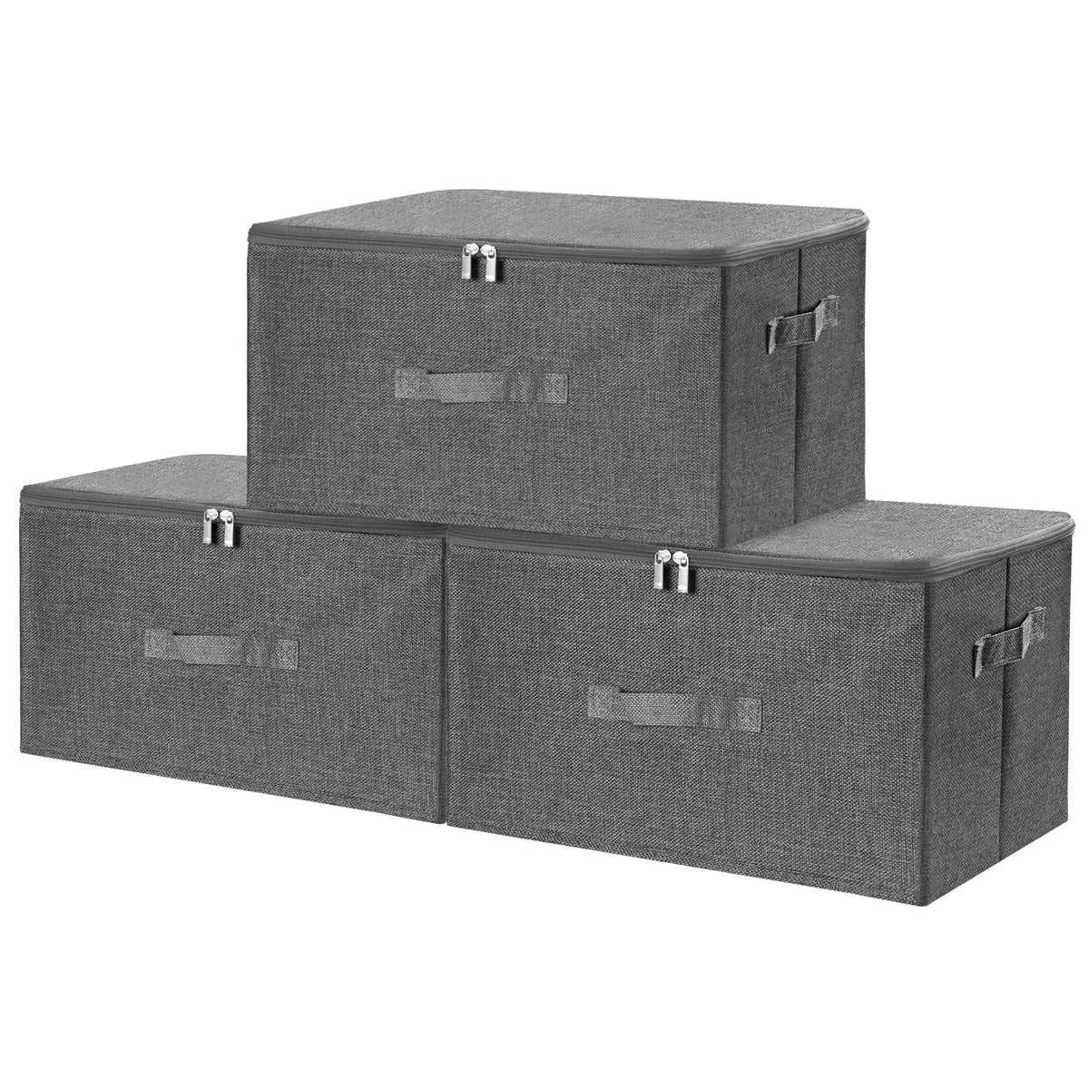 ANMINY Fabric Storage Bins with Zipper Lids, 15"x10"x6", Gray, 1 PCS