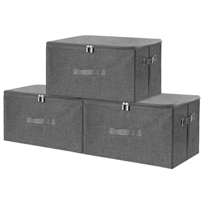 ANMINY Fabric Storage Bins with Zipper Lids, 15"x10"x6", Gray, 1 PCS