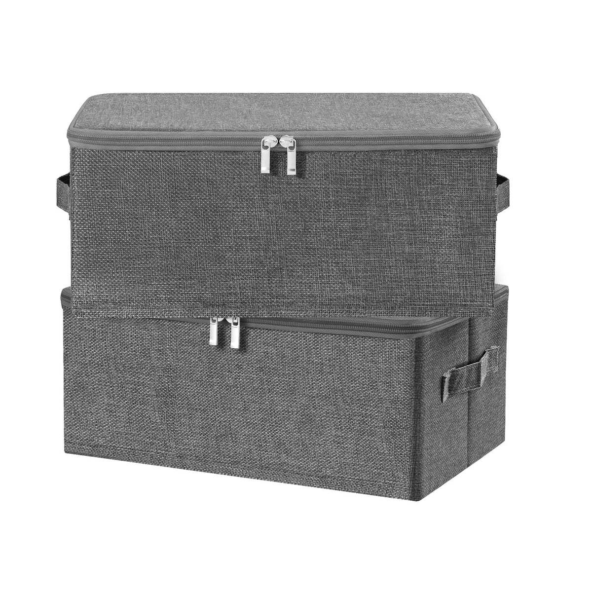 ANMINY Fabric Storage Bins with Zipper Lids, 15"x10"x6", Gray, 1 PCS