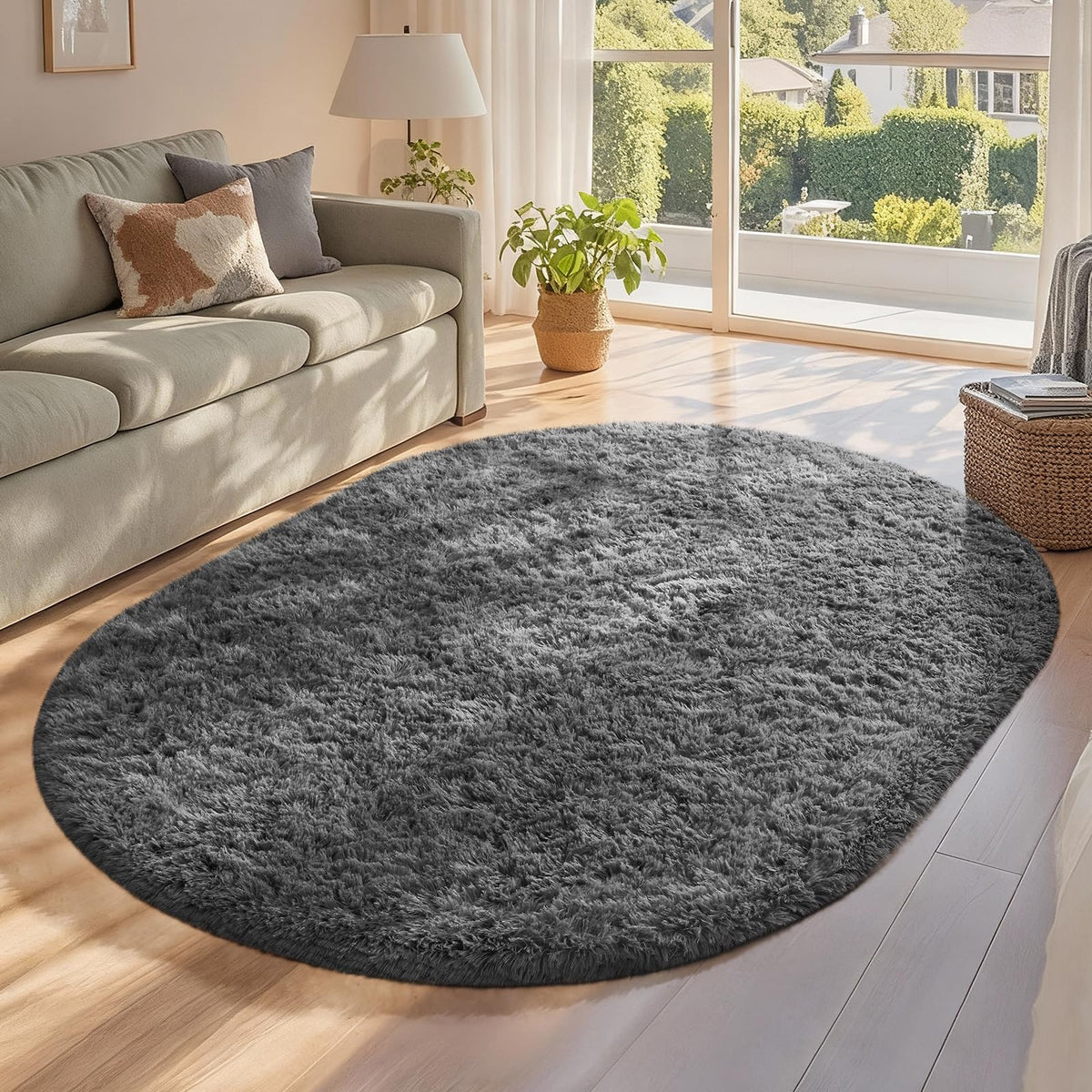 Ophanie Area Rugs 9x12 Living Room, Large Grey Bedroom Carpet, Big Shag Indoor Thick Soft Nursery Rug, Gray Fluffy Carpets for Boy and Girls Room Dorm Home Decor Aesthetic