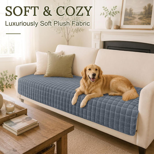 Smiry Velvet Couch Cover for Dogs, Non Slip Soft Sofa Protector for Pets