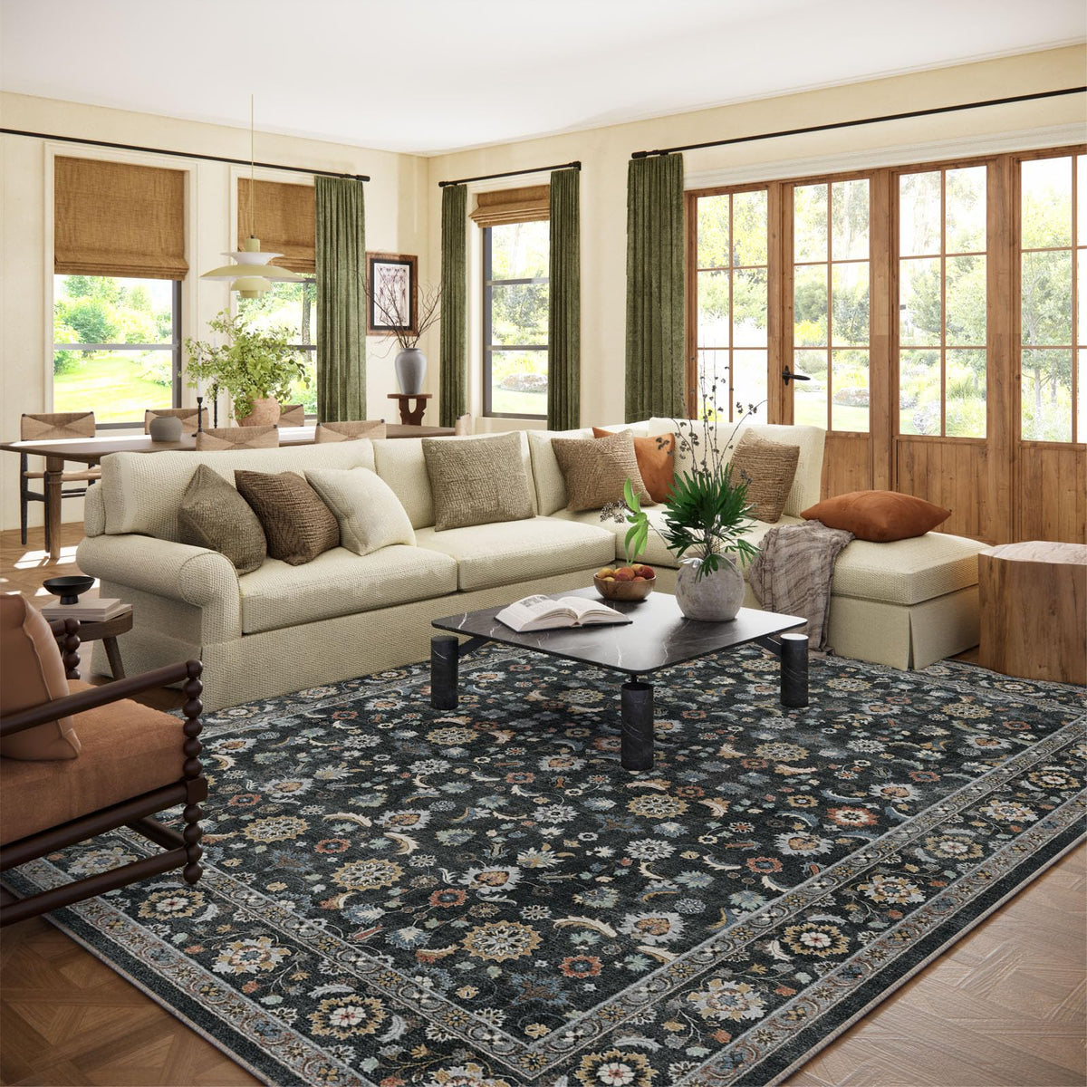 Area Rugs 9x12 Living Room: Washable Bedroom Rug Non Slip Large Boho Carpet