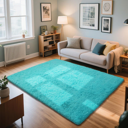 Beige 8x10 Area Rugs for Living Room, Fluffy Shag Rug Large Bedroom Carpet