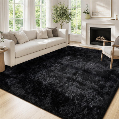 Tosuoka 8x10 Area Rugs for Living Room Bedroom, Black Rug Soft Fluffy Shag