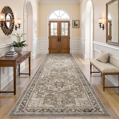 cotiled 9x12 Area Rug for Living Room, Washable, Traditional, Beige