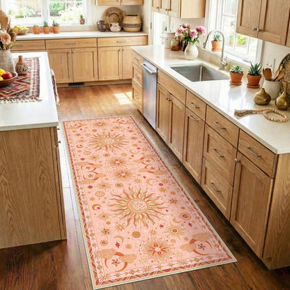 Vacuum-Friendly, 8x10 Washable Area Rug, Black Gold Beige Red