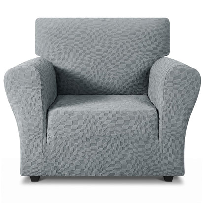 ZNSAYOTX 1 Piece Jacquard Couch Covers for 3 Cushion Couch Living Room High Stretch Sofa Cover Pets Dogs Friendly Anti Slip Thickened Slipcovers Furniture Protector (Sofa, Light Grey)