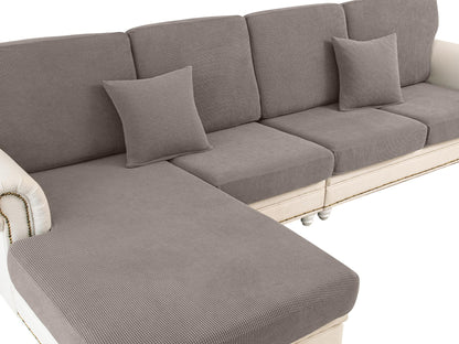 LA MEACK Couch Cushion Covers Seat Cushion Cover Stretch Couch Cover Separate Sectional Sofa Slipcovers Furniture Protector(3 Pieces for Seat or Sofa Backrest, Dark Grey)