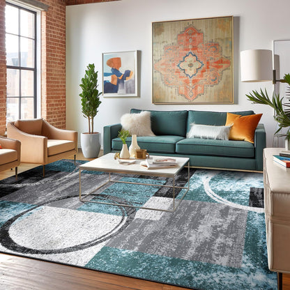 Rugshop Circle Design Contemporary Durable Area Rug Gray 7'10" x 10'2"