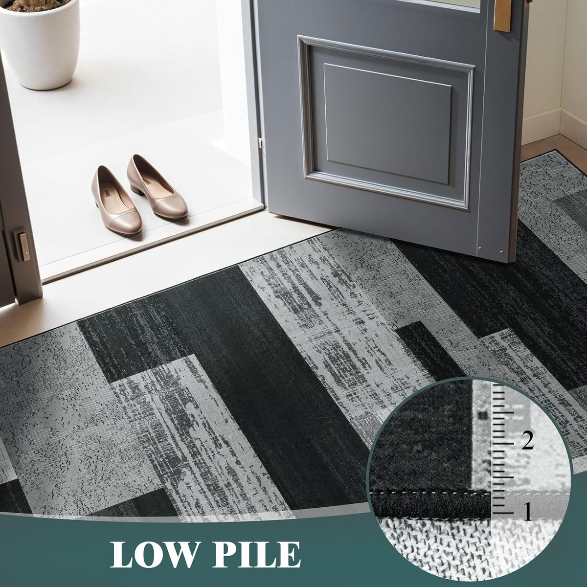 LIANLAM 8x10 Washable Area Rugs for Living Room & Bedroom(8x10,Black&Gray)
