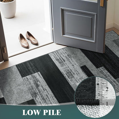 LIANLAM 8x10 Washable Area Rugs for Living Room & Bedroom(8x10,Black&Gray)
