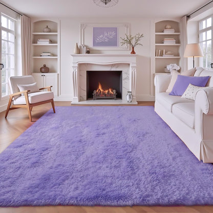 8x10 Area Rugs for Living Room: Fluffy Shag Soft Washable Rug Large Fuzzy Plush Indoor Carpet for Bedroom Nursery Playroom Kids Girls Boys Room (Black, 8'x10')