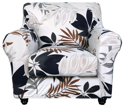 SearchI Stretch Sofa Cover Printed Couch Cover, Floral Pattern 4 Pieces Sofa Slipcover with 3 Separate Cushion Cover, Washable Furniture Protector for Living Room(Sofa, Yellow+Flower)