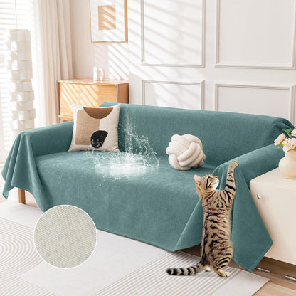 Deep Dream Cat-Scratch Resistant Couch Cover, Waterproof Sofa Cover for 3 Cushion Couch Washable, Pet Friendly Couch Protectors Anti Slip Thickened Love Seat Slipcovers for Pets, 71" x 118", Dark Grey