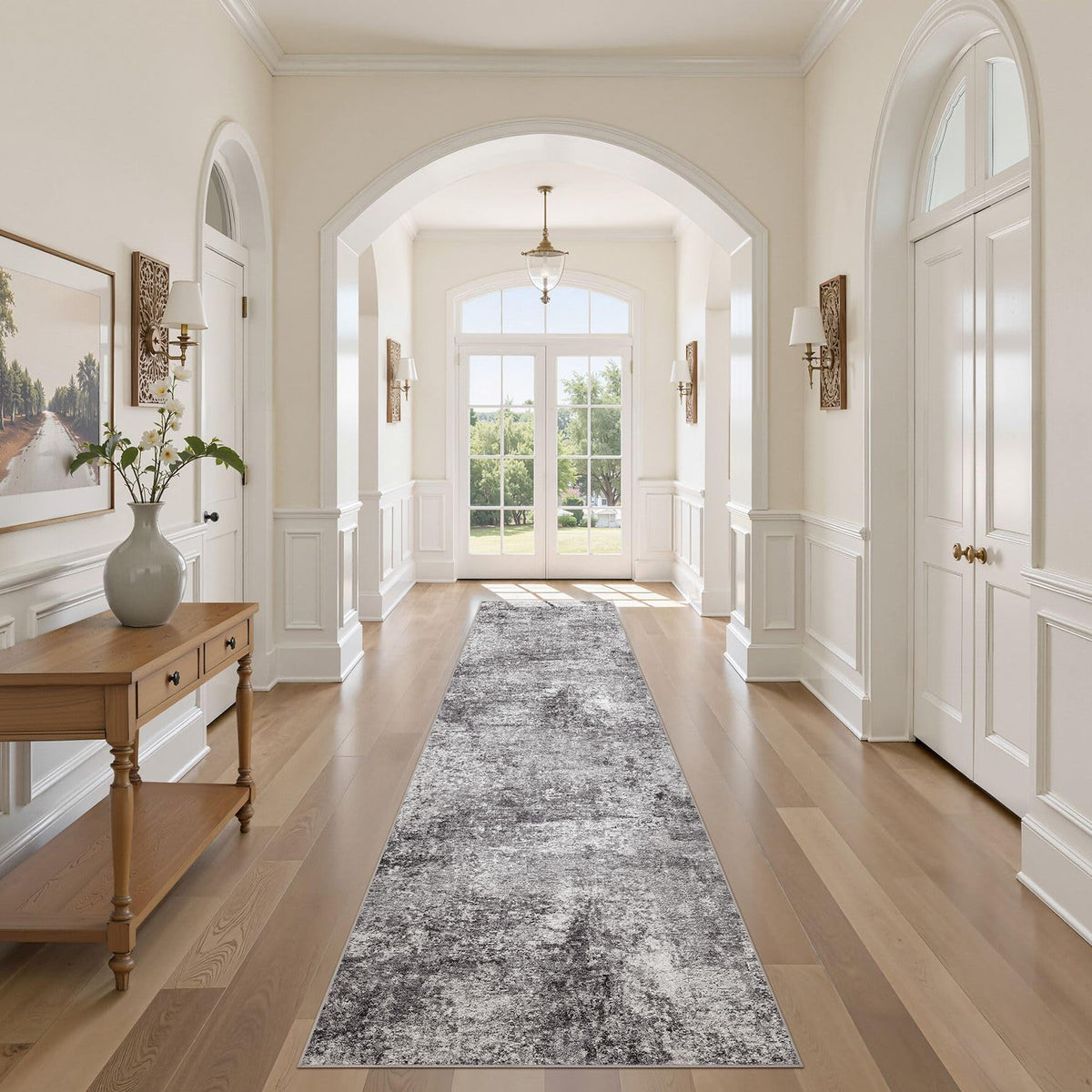 DMOYEST Area Rug Living Room Rugs 9x12 Washable Abstract Grey Carpet