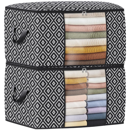 100L 3 Pack Storage Bags, Foldable Clothes Bins with Clear Window, Gray