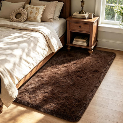 Beige 8x10 Area Rugs for Living Room, Fluffy Shag Rug Large Bedroom Carpet