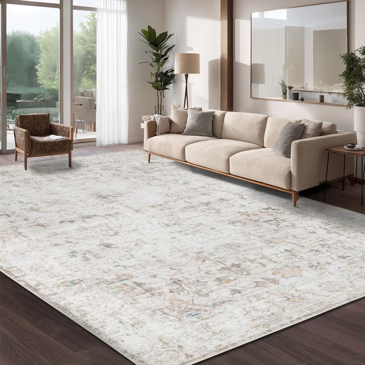 Washable 8×10 Area Rug for Living Room Grey