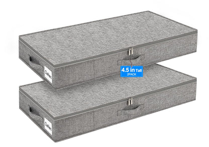 punemi 6.7 in Tall Sturdy Under Bed Storage Containers with Lid, 2Pack,Gray