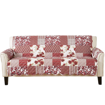Great Bay Home Reversible Patchwork Sofa Cover - Washable Slipcover Furniture Protector with Elastic Straps - Perfect for Kids & Pets - Box-Stitched Detail (Taupe)