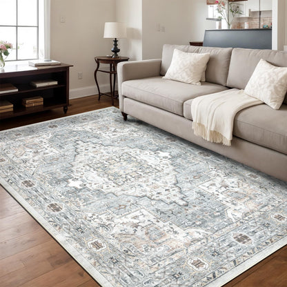 Washable 8×10 Area Rug for Living Room Grey