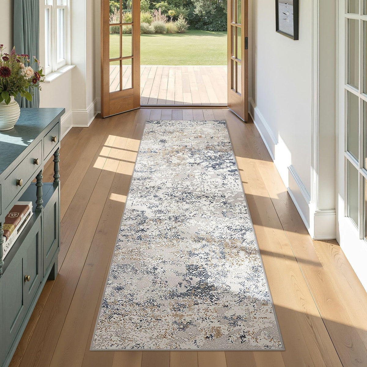 DMOYEST Area Rug Living Room Rugs 9x12 Washable Abstract Grey Carpet