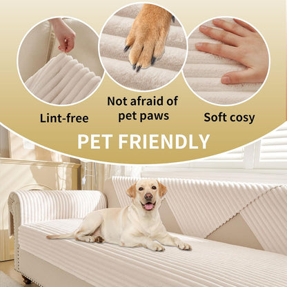 HAOMAIJIA Waterproof Couch Cover for Dogs Washable,Faux Fur Pet Couch Covers for Sofa,Soft Dog Bed Cover Non-Slip Couch Covers for 3 Cushion Couch Sofa Pet Friendly (Off White, 35" x 82")