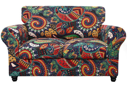 SearchI Stretch Sofa Cover Printed Couch Cover, Floral Pattern 4 Pieces Sofa Slipcover with 3 Separate Cushion Cover, Washable Furniture Protector for Living Room(Sofa, Yellow+Flower)