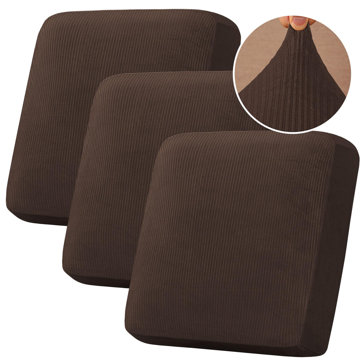 H.VERSAILTEX Velvet Stretch Couch Cushion Cover Plush Cushion Slipcover for Chair Loveseat Sofa Cushion Furniture Protector Seat Cushion Sofa Cover (2 Piece Large Sofa Cushion Covers, Ivory)