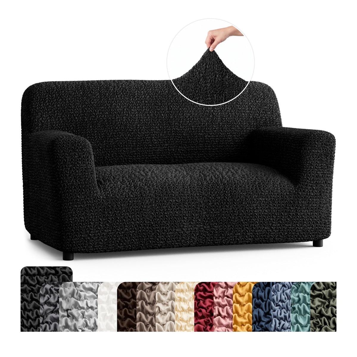 PAULATO Premium Stretch Couch Covers for Sofa - Sofa Chair Cover Washable, Dogs & Pets Friendly - Elastic Polyester Loveseat Slipcovers - Non-Slip Love Seat Couch Covers - Moss Green (64"-85" Wide)