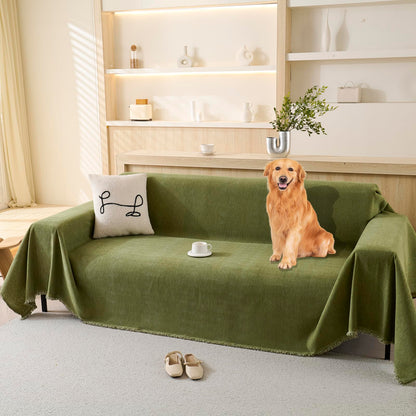100% Waterproof Couch Cover for Pets Washable Sofa Covers for 3-4 Cushion Couch Sofa SlipCover for Dogs Pet-Friendly Furniture Protector for Living Room with Tassel(71" x 134", Beige)