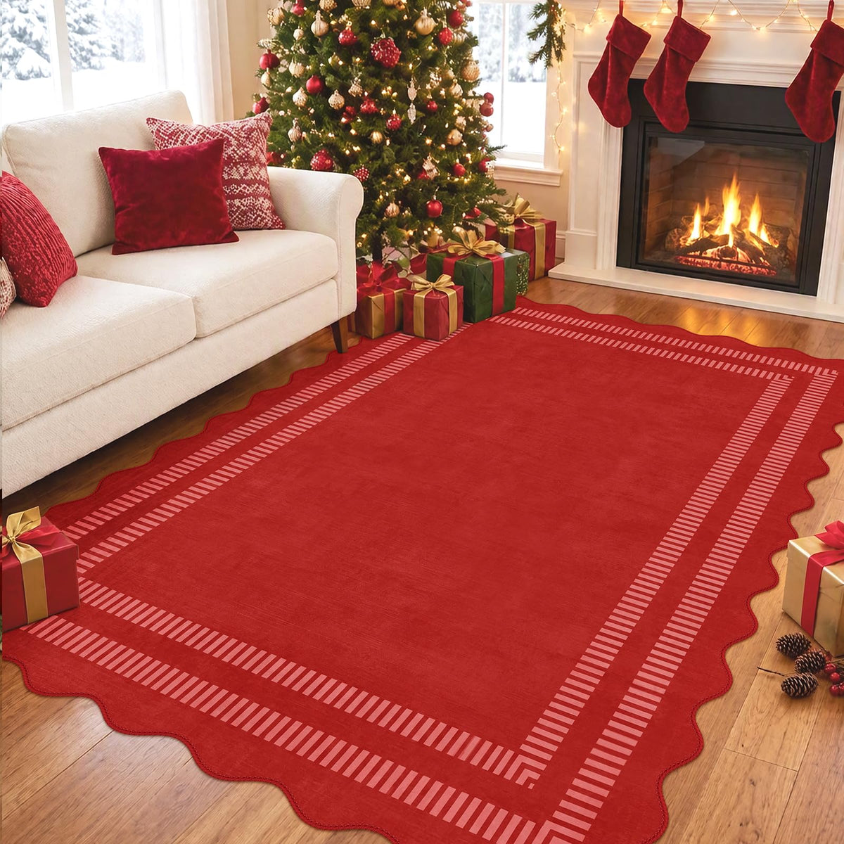 Area Rugs 5x7 Living Room Washable Modern Rug, Neutral Beige Soft Non Slip Rugs Ultra-Thin Indoor Carpet for Bedroom Dining Room Nursery Home Office
