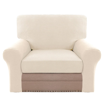 H.VERSAILTEX Multi-Pieces Sofa Covers Stretch Couch Covers Form Fitted Seats and Back Cushions Covers (3 Seat Covers Plus 3 Back Cusion Covers, Bonus 2 Armrest Covers), Sand