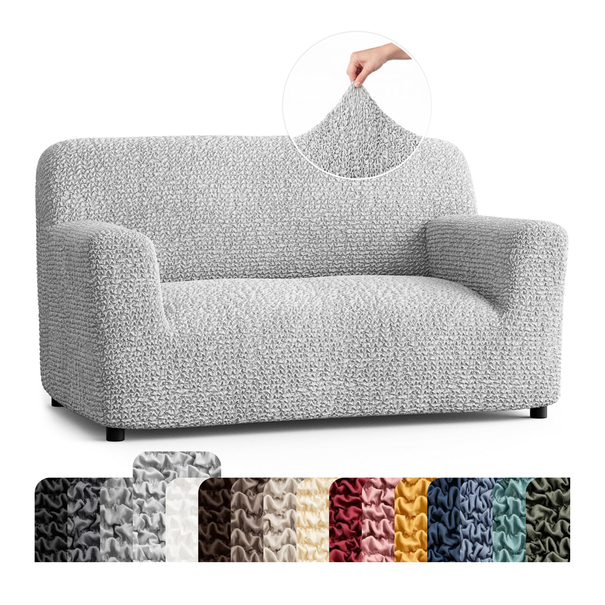 PAULATO Premium Stretch Couch Covers for Sofa - Sofa Chair Cover Washable, Dogs & Pets Friendly - Elastic Polyester Loveseat Slipcovers - Non-Slip Love Seat Couch Covers - Moss Green (64"-85" Wide)