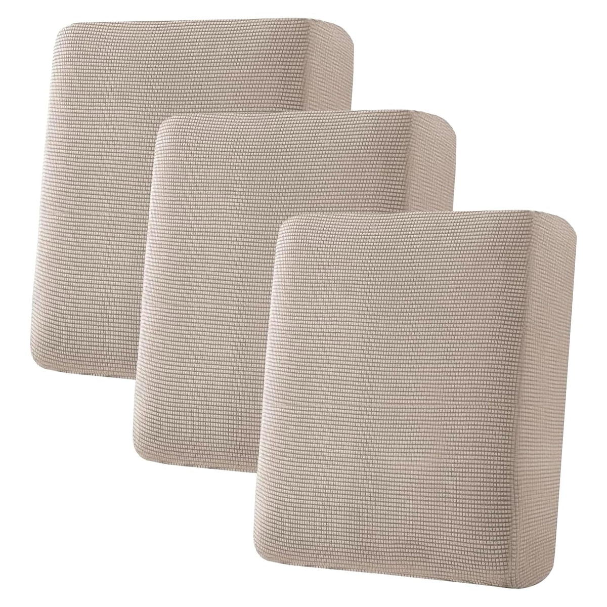 H.VERSAILTEX Super Stretch Individual Seat Cushion Covers - Sofa & Couch Cushion Slipcover Sets - Thick Jacquard Textured Twill Fabric (3 Piece, Island Fossi)
