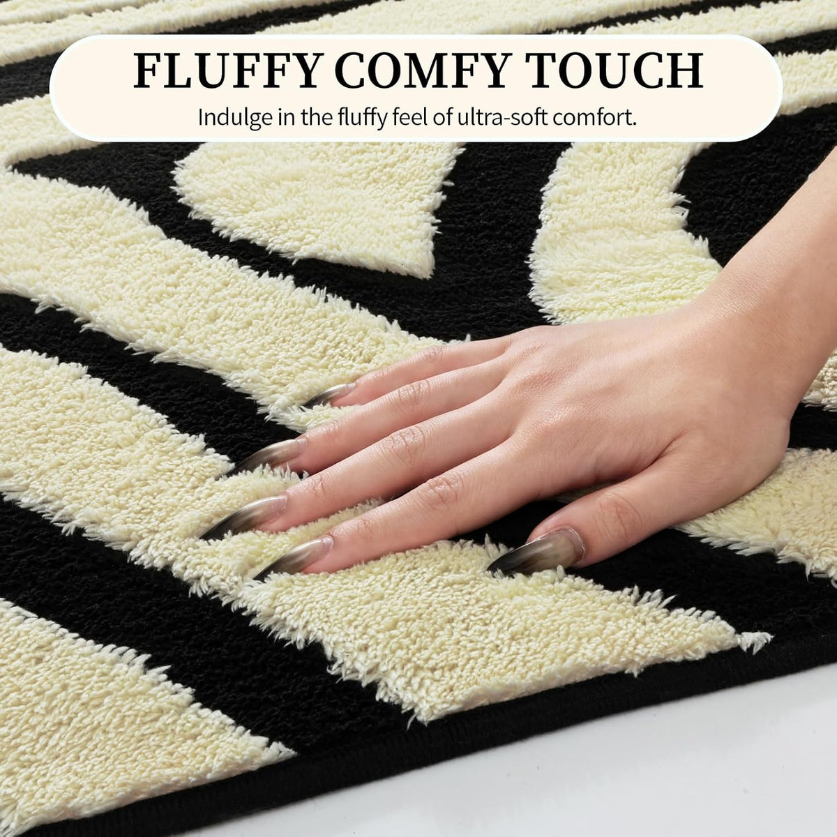 YIHOUSE 5×7 Ft Area Rugs for Living Room: Modern Washable Rug - Abstract Black and Cream White Rug for Bedroom Dining Room Office Playroom Nursery Home Decor - Nonslip Non-Shedding Striped Rugs