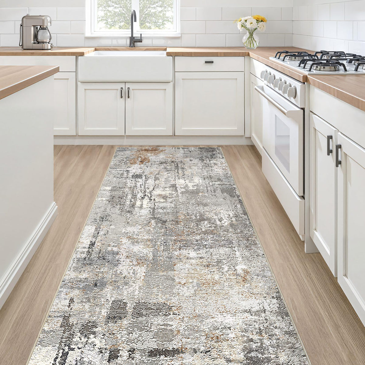 LOONGRUG 6x9 Area Rugs Washable Neutral Modern Abstract Living Room Rug