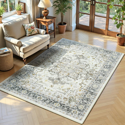 Lofus 8x10 Area Rugs for Living Room Bedroom, Soft Boho Carpet Floral Brown