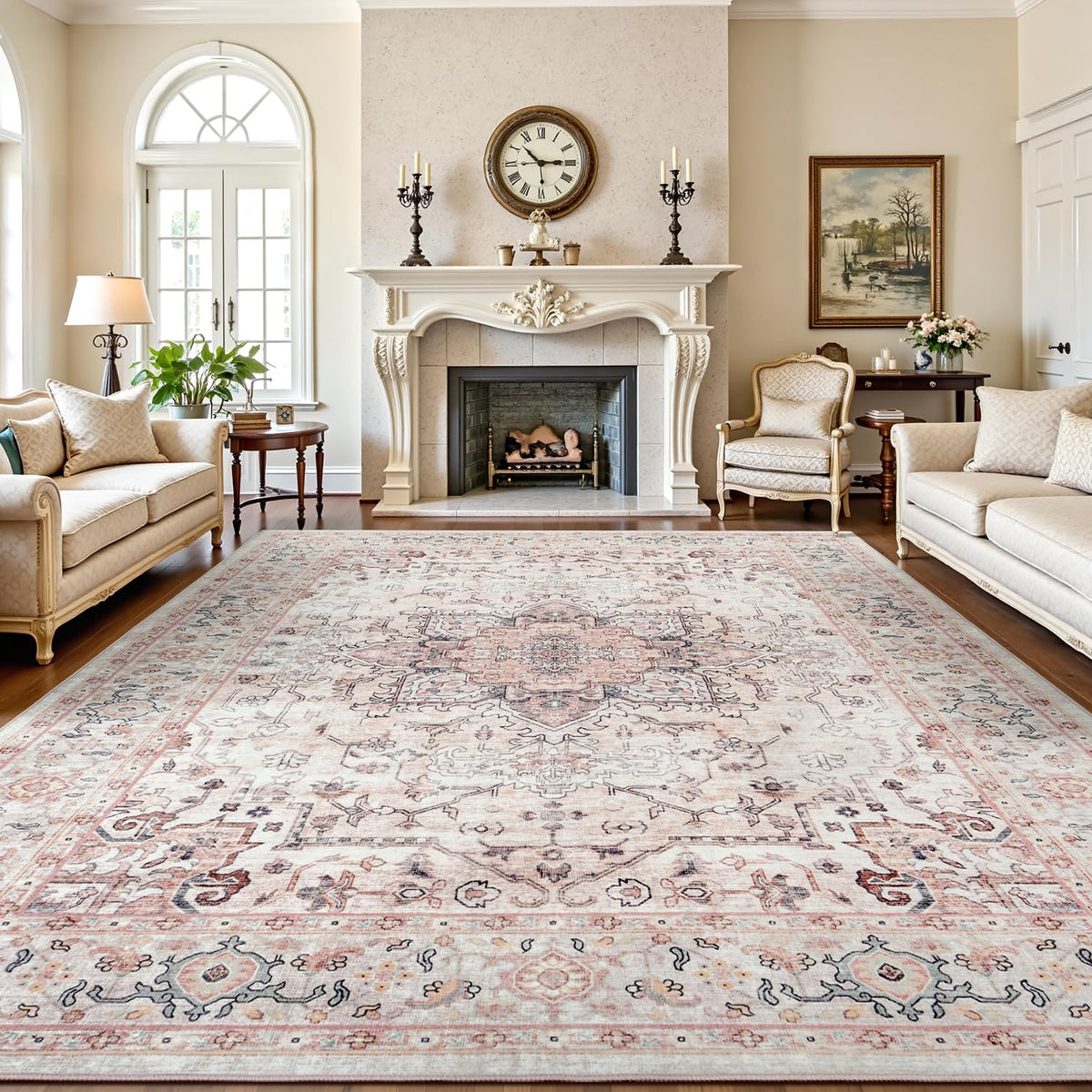 Lofus 8x10 Area Rugs for Living Room Bedroom, Soft Boho Carpet Floral Brown