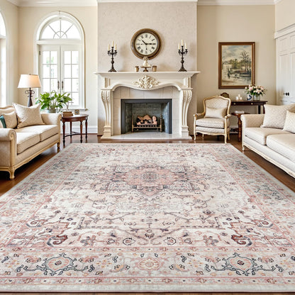 Lofus 8x10 Area Rugs for Living Room Bedroom, Soft Boho Carpet Floral Brown