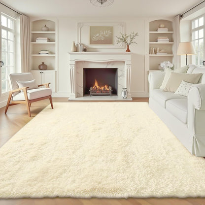8x10 Area Rugs for Living Room: Fluffy Shag Soft Washable Rug Large Fuzzy Plush Indoor Carpet for Bedroom Nursery Playroom Kids Girls Boys Room (Black, 8'x10')