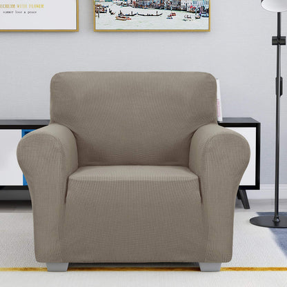JIVINER High Stretch Couch Covers for 3 Cushion Couch 1-Piece Jacquard Sofa Slipcovers Anti Slip Sofa Cover with Elastic Bottom Furniture Protector for Kids Pets (Sofa, Light Gray and White)
