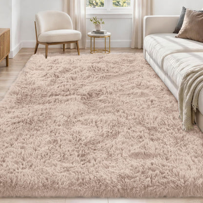 Tosuoka 8x10 Area Rugs for Living Room Bedroom, Black Rug Soft Fluffy Shag