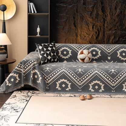 VClife Bohemian Sofa Covers Chenille Couch Cover for Sectional Couch, Soft Non Slip Couch Covers for 2 Cushion Sofa Breathable Sofa Furniture Protector Slip Cover for Couch, Pumpkin, 71"X118"
