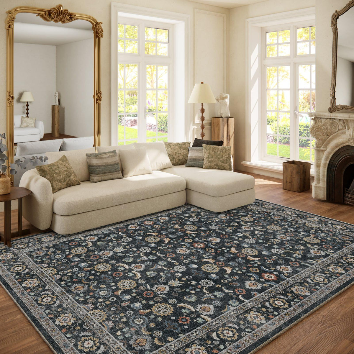 Area Rugs 9x12 Living Room: Washable Bedroom Rug Non Slip Large Boho Carpet