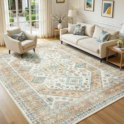 Lofus 8x10 Area Rugs for Living Room Bedroom, Soft Boho Carpet Floral Brown